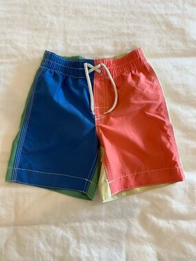 Gap Baby Swim Trunks Colorblock Blue Coral Green Yellow 4 Years